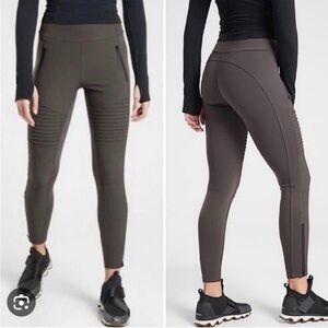 Athleta Headlands Hybrid Moto Leggings - Olive, Size 10